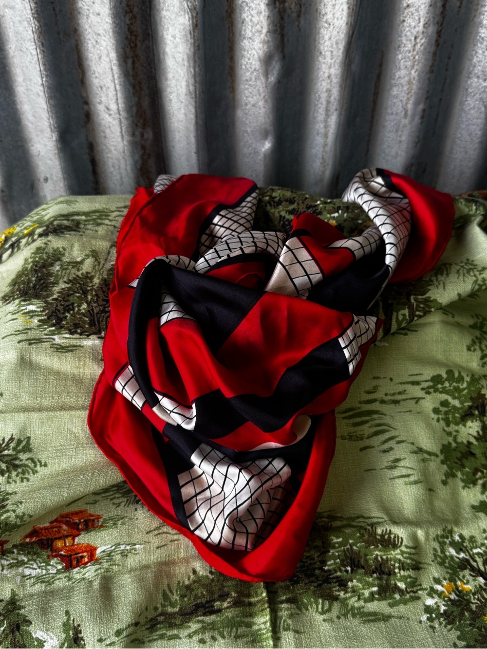 Vintage Red white and blue 34x34 scarf